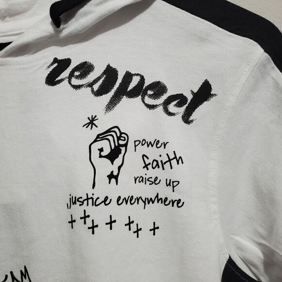 Rebel minds Mens Sz Small Malcolm x Martin luther king hoodie S/S white - Picture 6 of 10